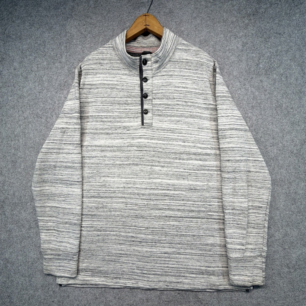 Relwen 1/4 Button Pullover Henley Mock Neck Sweater Gray Men's Size XL Huckberry